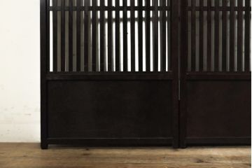 中古　上品な佇まいの民芸風四連衝立て(衝い立て、パーテーション、つい立て、仕切り)(R-074084)