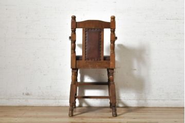 和製ビンテージ　しっかりした作りと凝ったデザインが魅力のチャイルドチェア(キッズチェア、アームチェア、ダイニングチェア、こども椅子、子どもイス、ヴィンテージ)(R-074085)