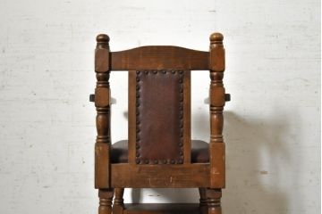 和製ビンテージ　しっかりした作りと凝ったデザインが魅力のチャイルドチェア(キッズチェア、アームチェア、ダイニングチェア、こども椅子、子どもイス、ヴィンテージ)(R-074085)