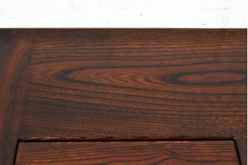 中古　美品!!　高級品!!　国産職人手作り品　総欅(ケヤキ)材　車輪(キャスター)付き囲炉裏テーブル(サイドテーブル、サービス台、キッチンワゴン)(R-074090)