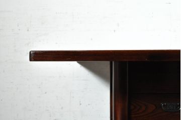 中古　美品!!　高級品!!　国産職人手作り品　総欅(ケヤキ)材　車輪(キャスター)付き囲炉裏テーブル(サイドテーブル、サービス台、キッチンワゴン)(R-074090)