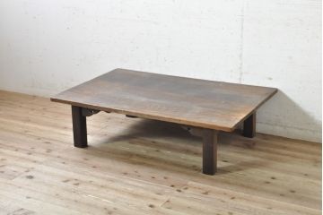和製ビンテージ　高級杉材　趣のある佇まいが魅力的な浮造り仕上げの座卓(ローテーブル、センターテーブル、リビングテーブル、ヴィンテージ)(R-074091)
