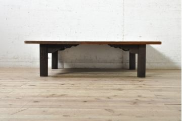 和製ビンテージ　高級杉材　趣のある佇まいが魅力的な浮造り仕上げの座卓(ローテーブル、センターテーブル、リビングテーブル、ヴィンテージ)(R-074091)