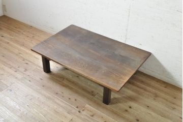 和製ビンテージ　高級杉材　趣のある佇まいが魅力的な浮造り仕上げの座卓(ローテーブル、センターテーブル、リビングテーブル、ヴィンテージ)(R-074091)
