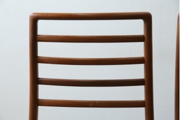 和製ヴィンテージ　青林製作所　チーク材　合皮　スタイリッシュな佇まいが魅力的なダイニングチェア2脚セット　(R-074094)