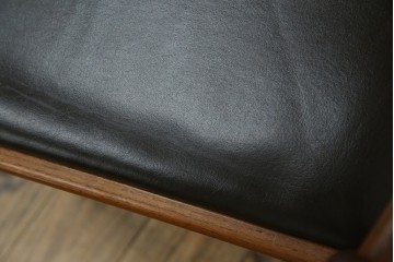 和製ヴィンテージ　青林製作所　チーク材　合皮　スタイリッシュな佇まいが魅力的なダイニングチェア2脚セット　(R-074094)