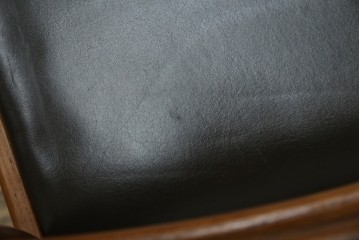 和製ヴィンテージ　青林製作所　チーク材　合皮　スタイリッシュな佇まいが魅力的なダイニングチェア2脚セット　(R-074094)