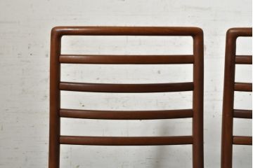 和製ビンテージ　青林製作所　チーク材　合皮　スタイリッシュな佇まいが魅力的なダイニングチェア2脚セット(椅子、イス、ヴィンテージ)(R-074094)