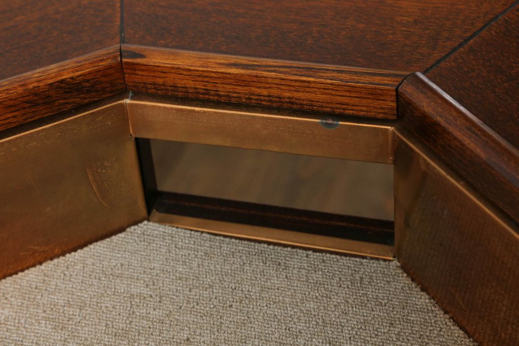 中古 美品 秋田川連漆器 栓材 漆塗り キャスター付きが便利な八角テーブル 定価約80万円相当 (R-074101)