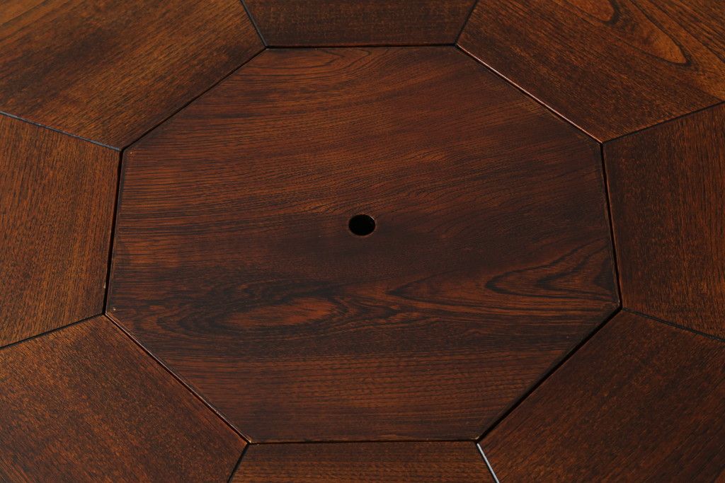 中古 美品 秋田川連漆器 栓材 漆塗り キャスター付きが便利な八角テーブル 定価約80万円相当 (R-074101)