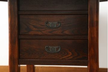 中古 美品 秋田川連漆器 栓材 漆塗り キャスター付きが便利な八角テーブル 定価約80万円相当 (R-074101)