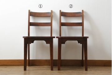 中古　美品　秋田川連漆器　栓材　漆塗り　座面のデザインが目を惹くチェア2脚セット(ダイニングチェア、板座チェア、椅子、イス)(定価2脚で推定約25万円)(R-074102)