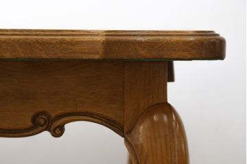 フランスアンティーク　オーク材　すらっと伸びた猫脚が上品なパーケットリーエクステンションテーブル(ダイニングテーブル、4人掛け、6人掛け、食卓)(R-074103)