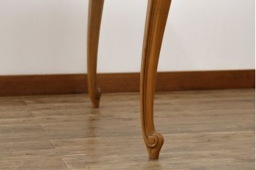 フランスアンティーク　オーク材　すらっと伸びた猫脚が上品なパーケットリーエクステンションテーブル(ダイニングテーブル、4人掛け、6人掛け、食卓)(R-074103)
