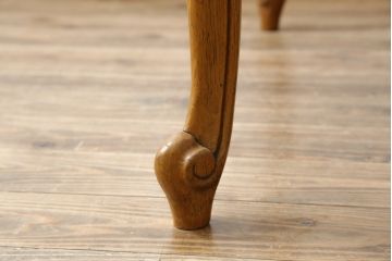 フランスアンティーク　オーク材　すらっと伸びた猫脚が上品なパーケットリーエクステンションテーブル(ダイニングテーブル、4人掛け、6人掛け、食卓)(R-074103)