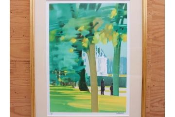真作　証明書付き　オリジナル版画作品　アルフレッド デフォッセ(Alfred Defossez)　シャトー・ブラン　91/125(デフォセ、Promenade by the castle、ビジョン ヌーベル(VISION NOUVELLE)社、絵画、額装)(R-074104)