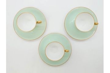 オールド大倉　大倉陶園(OKURA、OAC)　色蒔き　優しい色合いが素敵なデミタスカップ&ソーサー3客セット(洋食器、C&S)(R-074106)