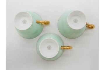 オールド大倉　大倉陶園(OKURA、OAC)　色蒔き　優しい色合いが素敵なデミタスカップ&ソーサー3客セット(洋食器、C&S)(R-074106)