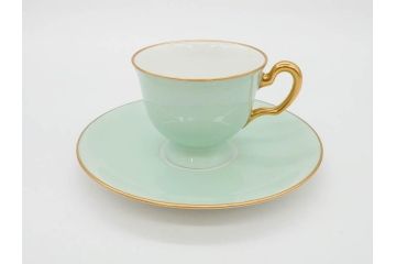 オールド大倉　大倉陶園(OKURA、OAC)　色蒔き　優しい色合いが素敵なデミタスカップ&ソーサー3客セット(洋食器、C&S)(R-074106)