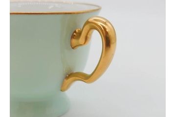 オールド大倉　大倉陶園(OKURA、OAC)　色蒔き　優しい色合いが素敵なデミタスカップ&ソーサー3客セット(洋食器、C&S)(R-074106)