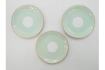 オールド大倉　大倉陶園(OKURA、OAC)　色蒔き　優しい色合いが素敵なデミタスカップ&ソーサー3客セット(洋食器、C&S)(R-074106)