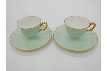 オールド大倉　大倉陶園(OKURA、OAC)　色蒔き　優しい色合いが素敵なデミタスカップ&ソーサー3客セット(洋食器、C&S)(R-074106)