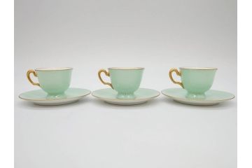 オールド大倉　大倉陶園(OKURA、OAC)　色蒔き　優しい色合いが素敵なデミタスカップ&ソーサー4客セット(洋食器、C&S)(R-074107)