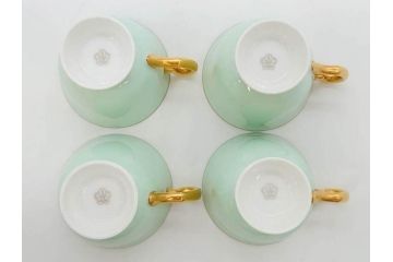 オールド大倉　大倉陶園(OKURA、OAC)　色蒔き　優しい色合いが素敵なデミタスカップ&ソーサー4客セット(洋食器、C&S)(R-074107)