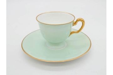 オールド大倉　大倉陶園(OKURA、OAC)　色蒔き　優しい色合いが素敵なデミタスカップ&ソーサー4客セット(洋食器、C&S)(R-074107)
