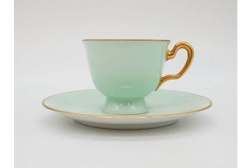 オールド大倉　大倉陶園(OKURA、OAC)　色蒔き　優しい色合いが素敵なデミタスカップ&ソーサー4客セット(洋食器、C&S)(R-074107)