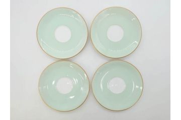 オールド大倉　大倉陶園(OKURA、OAC)　色蒔き　優しい色合いが素敵なデミタスカップ&ソーサー4客セット(洋食器、C&S)(R-074107)
