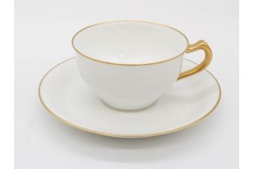 オールド大倉　大倉陶園(OKURA、OAC)　ゴールドライン　シンプルなデザインで取り入れやすいトリオ3客セット(カップ&ソーサー、プレート、皿、C&S、洋食器)(R-074110)