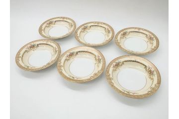 オールドノリタケ　NORITAKE　金彩　煌びやかなデザインが目を惹くボウル6客セット(花、フラワー、プレート、皿、洋食器、サラダ)(R-074111)
