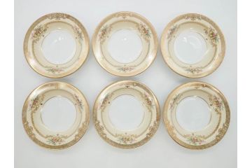 オールドノリタケ　NORITAKE　金彩　煌びやかなデザインが目を惹くボウル6客セット(花、フラワー、プレート、皿、洋食器、サラダ)(R-074111)