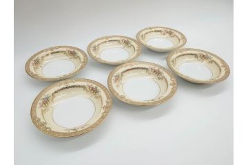 オールドノリタケ　NORITAKE　金彩　煌びやかなデザインが目を惹くボウル6客セット(花、フラワー、プレート、皿、洋食器、サラダ)(R-074112)
