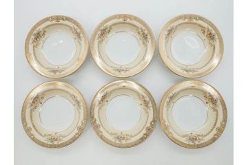 オールドノリタケ　NORITAKE　金彩　煌びやかなデザインが目を惹くボウル6客セット(花、フラワー、プレート、皿、洋食器、サラダ)(R-074112)