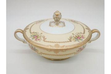 オールドノリタケ　NORITAKE　金彩　ゴールドの装飾が華やかさを演出するチューリン&シュガーポット(花、フラワー、ボンボン入れ、小物入れ、蓋物、洋食器)(R-074113)