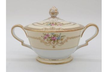 オールドノリタケ　NORITAKE　金彩　ゴールドの装飾が華やかさを演出するチューリン&シュガーポット(花、フラワー、ボンボン入れ、小物入れ、蓋物、洋食器)(R-074113)