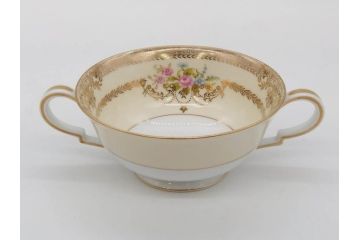 オールドノリタケ　NORITAKE　金彩　繊細なデザインがエレガントな雰囲気を醸し出すスープカップ&ソーサー3客セット(花、フラワー、C&S、洋食器)(R-074114)