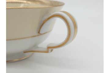 オールドノリタケ　NORITAKE　金彩　繊細なデザインがエレガントな雰囲気を醸し出すスープカップ&ソーサー3客セット(花、フラワー、C&S、洋食器)(R-074114)