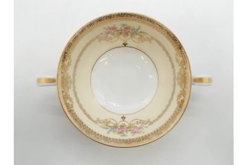 オールドノリタケ　NORITAKE　金彩　繊細なデザインがエレガントな雰囲気を醸し出すスープカップ&ソーサー3客セット(花、フラワー、C&S、洋食器)(R-074114)