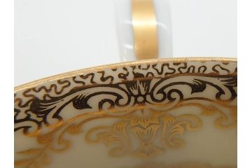 オールドノリタケ　NORITAKE　金彩　繊細なデザインがエレガントな雰囲気を醸し出すスープカップ&ソーサー3客セット(花、フラワー、C&S、洋食器)(R-074114)