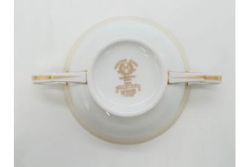 オールドノリタケ　NORITAKE　金彩　繊細なデザインがエレガントな雰囲気を醸し出すスープカップ&ソーサー3客セット(花、フラワー、C&S、洋食器)(R-074114)