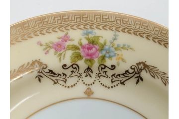 オールドノリタケ　NORITAKE　金彩　繊細なデザインがエレガントな雰囲気を醸し出すスープカップ&ソーサー3客セット(花、フラワー、C&S、洋食器)(R-074114)
