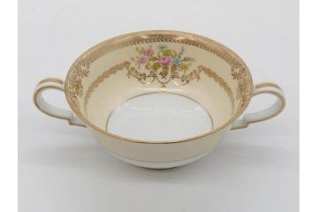 オールドノリタケ　NORITAKE　金彩　繊細なデザインがエレガントな雰囲気を醸し出すスープカップ&ソーサー3客セット(花、フラワー、C&S、洋食器)(R-074115)