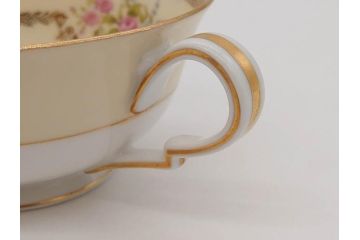 オールドノリタケ　NORITAKE　金彩　繊細なデザインがエレガントな雰囲気を醸し出すスープカップ&ソーサー3客セット(花、フラワー、C&S、洋食器)(R-074115)
