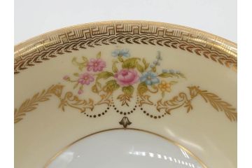 オールドノリタケ　NORITAKE　金彩　繊細なデザインがエレガントな雰囲気を醸し出すスープカップ&ソーサー3客セット(花、フラワー、C&S、洋食器)(R-074115)