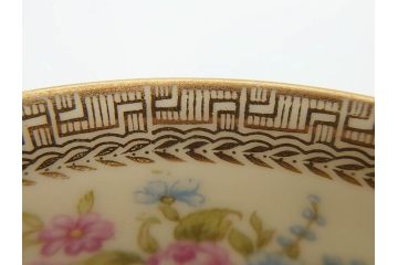 オールドノリタケ　NORITAKE　金彩　繊細なデザインがエレガントな雰囲気を醸し出すスープカップ&ソーサー3客セット(花、フラワー、C&S、洋食器)(R-074115)