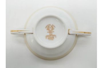 オールドノリタケ　NORITAKE　金彩　繊細なデザインがエレガントな雰囲気を醸し出すスープカップ&ソーサー3客セット(花、フラワー、C&S、洋食器)(R-074115)