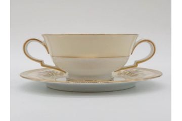 オールドノリタケ　NORITAKE　金彩　繊細なデザインがエレガントな雰囲気を醸し出すスープカップ&ソーサー3客セット(花、フラワー、C&S、洋食器)(R-074115)